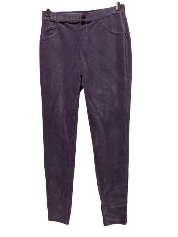 Designer leather pants for high-fashion nightwear -Pants Corduroy By Hue In Purple, Size: M