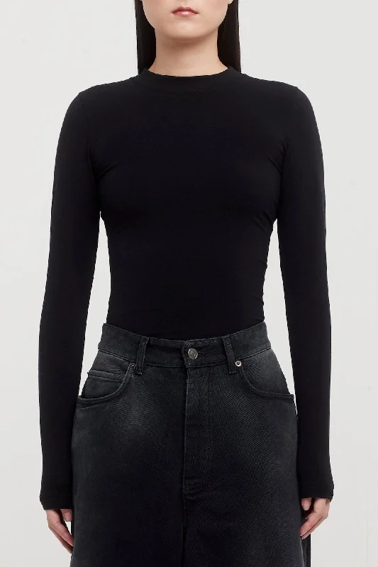 Distressed Jeans for Edgy Style -Balenciaga Stretch LS Shirt in Black