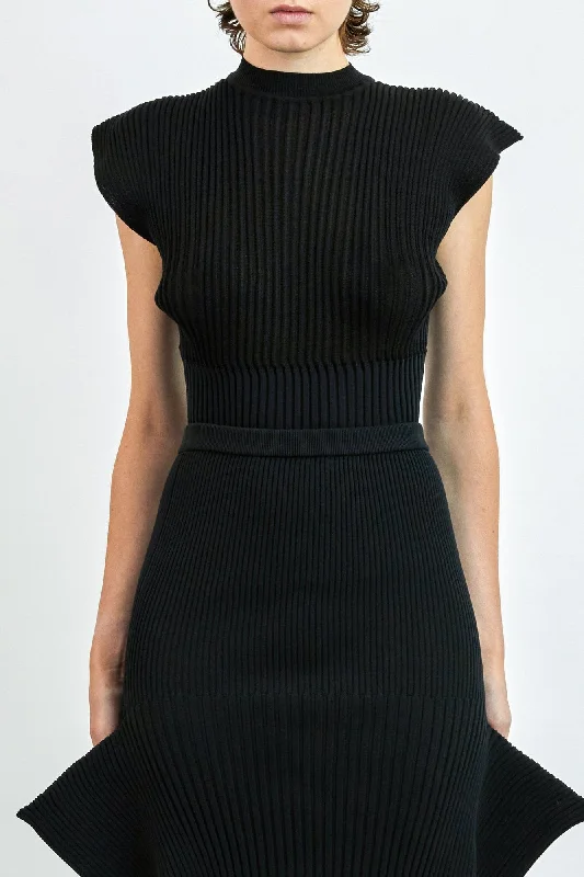 Stretch Jeans for Flexibility -Issey Miyake Sensu Knit Top in Black