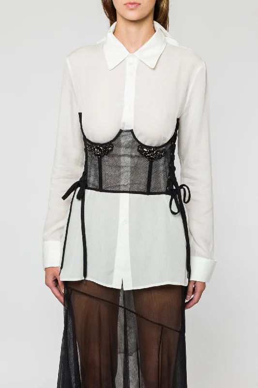 Office Jeans for Professional -Simone Rocha Short Lace Up Corset With Embroidery