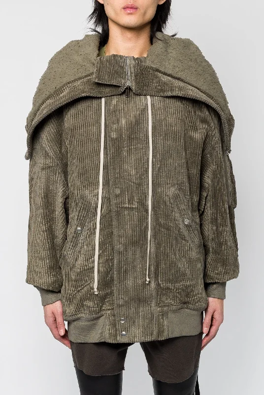 Camping Jeans for Wilderness -Rick Owens DRKSHDW Hooded Long Bomber in Dust