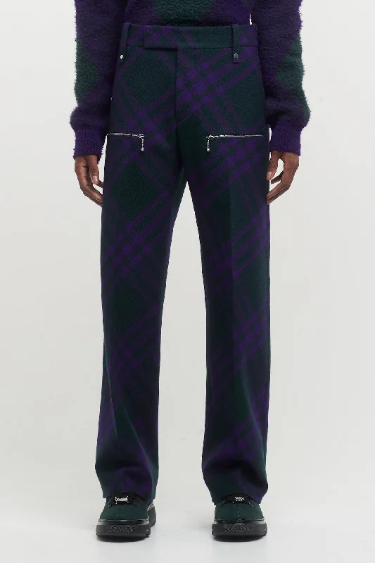 Maxi Skirt Jeans for Elegant -Burberry Tailored Purple Check Trouser