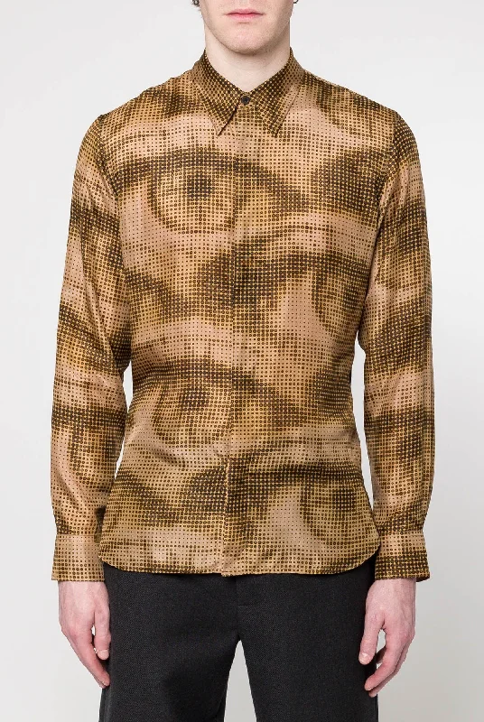 Yoga Jeans for Stretch -Dries Van Noten Carvies Printed Silk Shirt