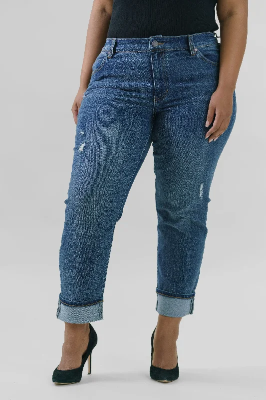 Rolled Shorts Jeans for Style -MARLEY GIRLFRIEND CUFFED 27" ROLLED 30"