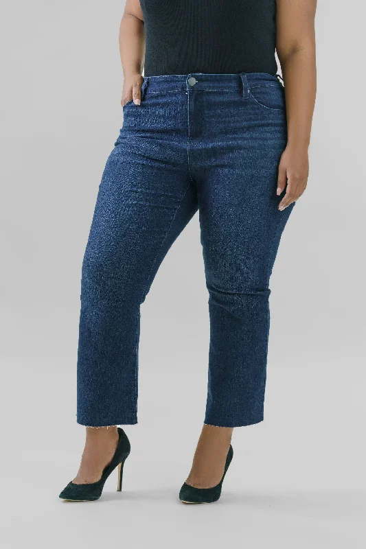 Faded Jeans for Laid-back -HANNAH CROP FLARE WITH CUT HEM