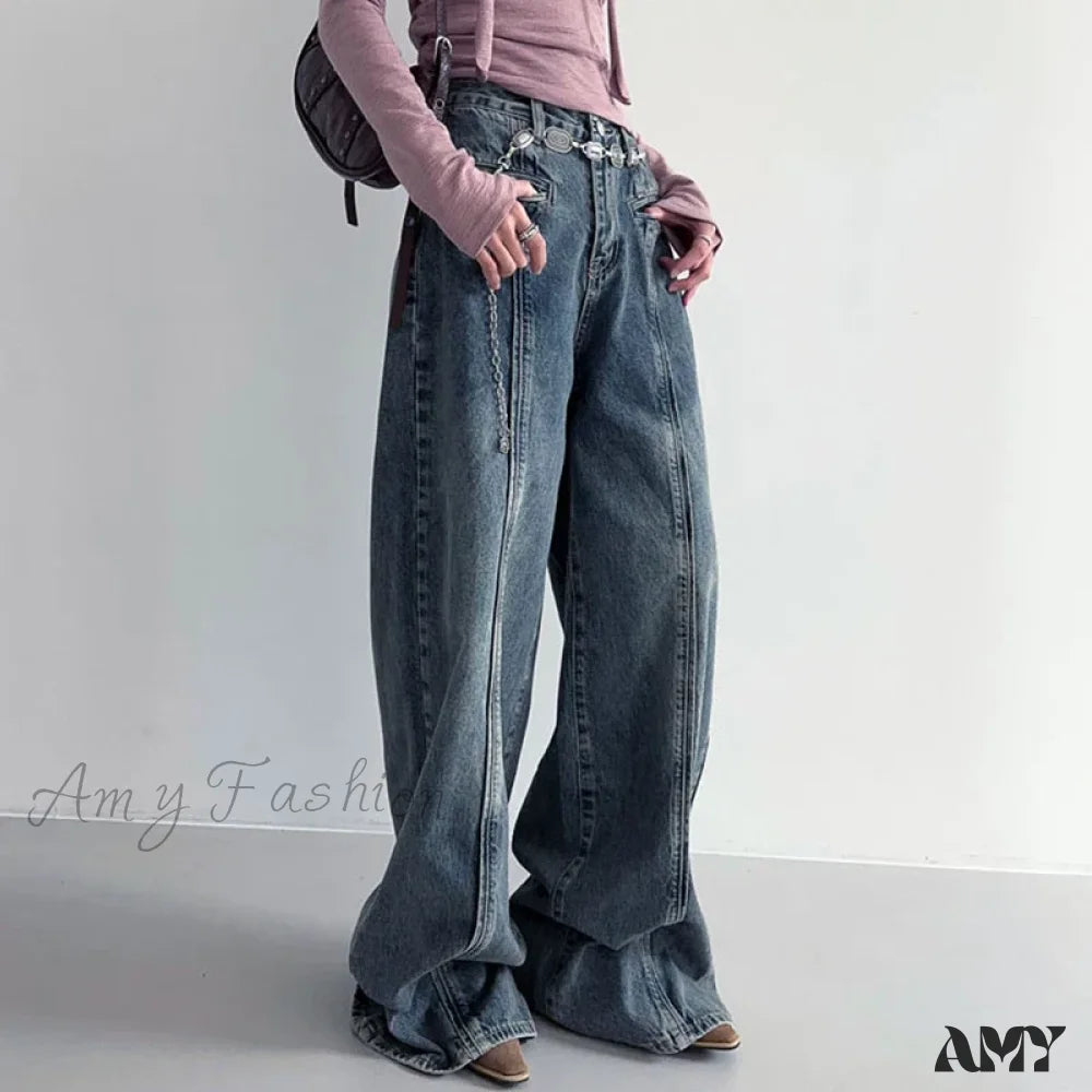 Office Jeans for Professional -Vintage Baggy Distressed Stylish Comfortable Wide-Leg Trendy Classic Chic Jean