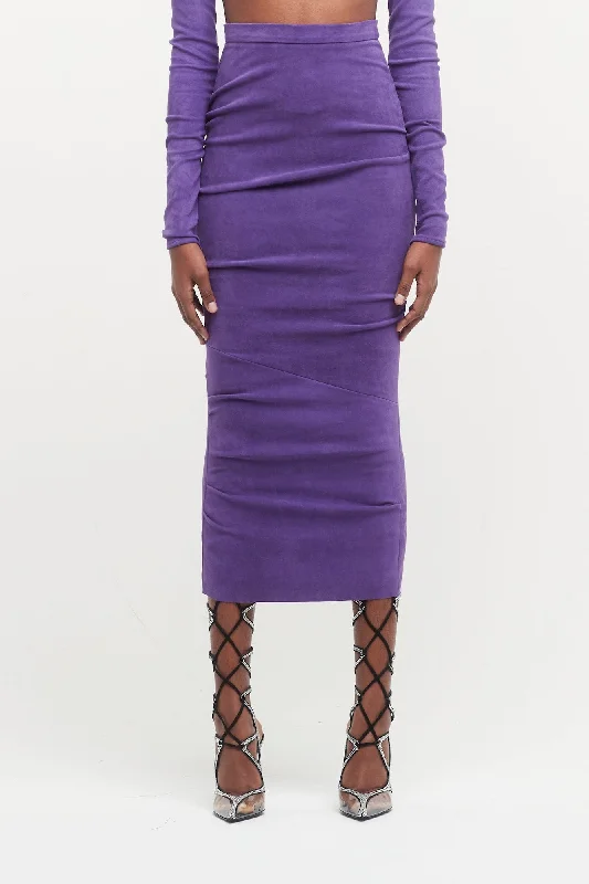 Shorts Jeans for Hot Days -LaQuan Smith Leather Skirt in Grape