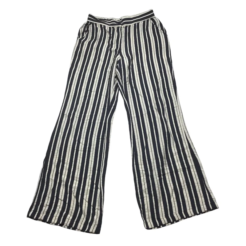 Vintage corduroy pants for retro style vibes -Pants Wide Leg By Cmc In Blue & Cream, Size: M