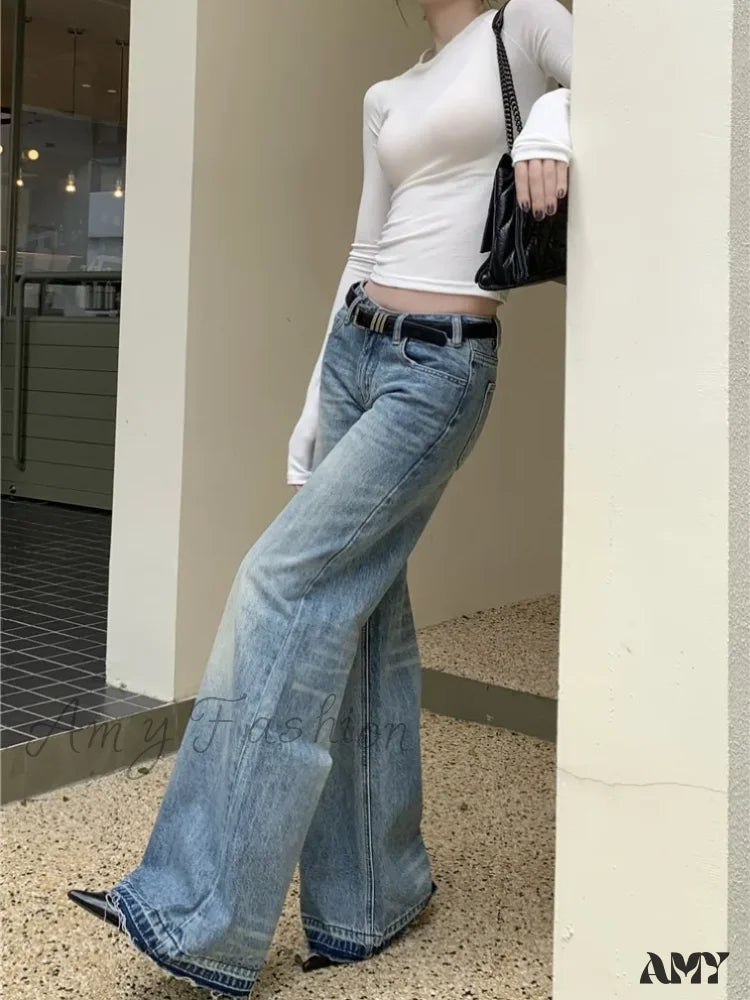 Jean Skirts for Feminine -Y2K Low Waist Flare Spring Summer Autumn Fashion Lady Denim Low Rise Jean