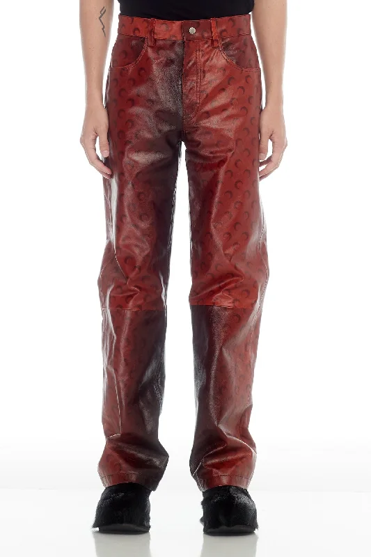 Shopping Jeans for Convenient -Marine Serre Airbrushed Crafted Leather Wide Leg Pants