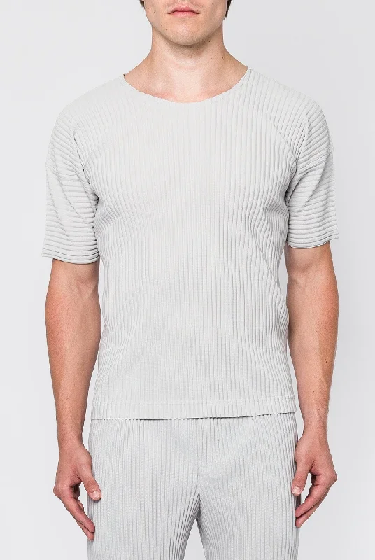 Overalls Jeans for Workwear -Homme Plissé Issey Miyake Basics T-Shirt in Light Gray