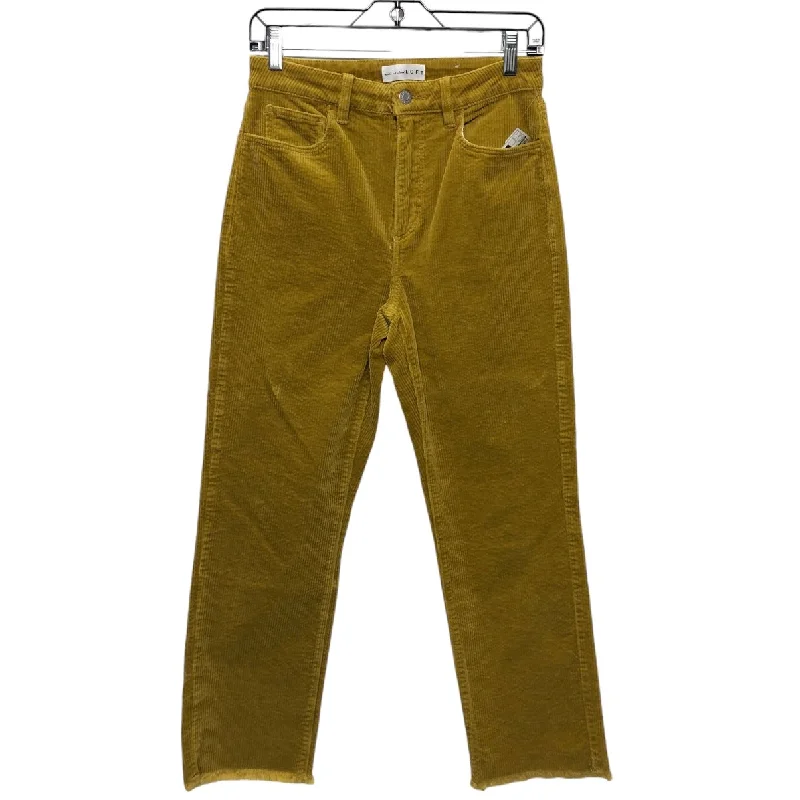 Stretch corduroy pants for cozy fall fashion -Pants Corduroy By Loft In Yellow, Size:2