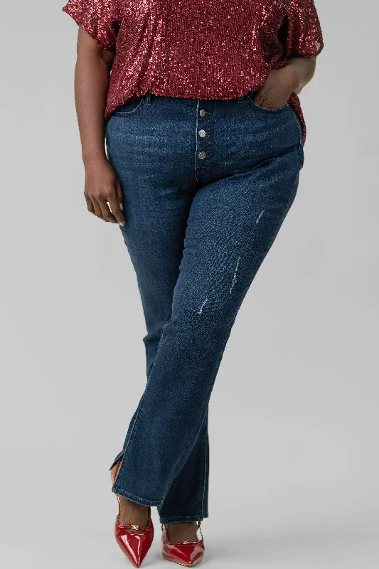 Bootcut Jeans for Flattering -ALINA HIGH RISE BUTTON FLY JEANS