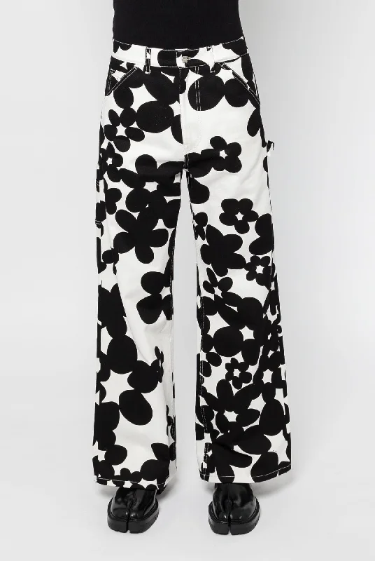 Raw Hem Jeans for Trendy -Marni Mens Black Floral Pants