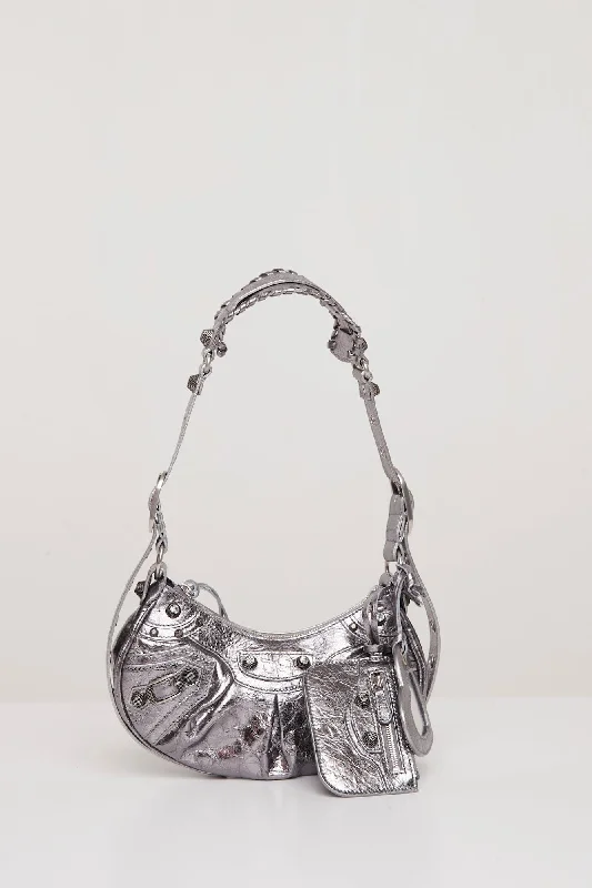 Gym Jeans for Workout -Balenciaga Le Cagole Shoulder Bag XS in Silver