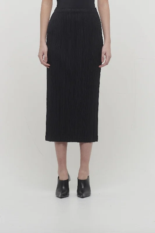 Party Jeans for Night Out -Pleats Please Issey Miyake Thicker Bottoms Skirt in Black