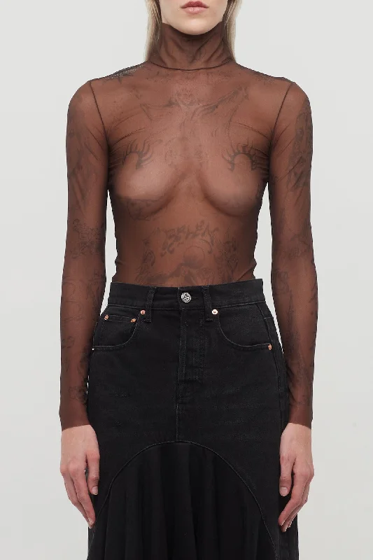 Metal Button Jeans for Classic -Balenciaga Tattoo Top in Dark Brown