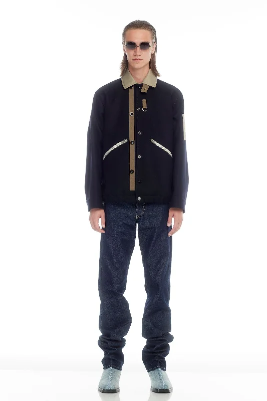 White Jeans for Fresh Look -Sacai Wool Melton LS Shirt