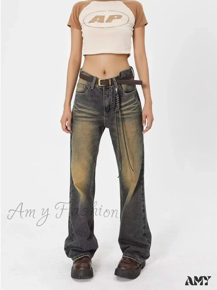 Cutoff Shorts Jeans for Fun -Amy Fashion - Wash Made Old Blue Micro Flared Retro Trendy Jean