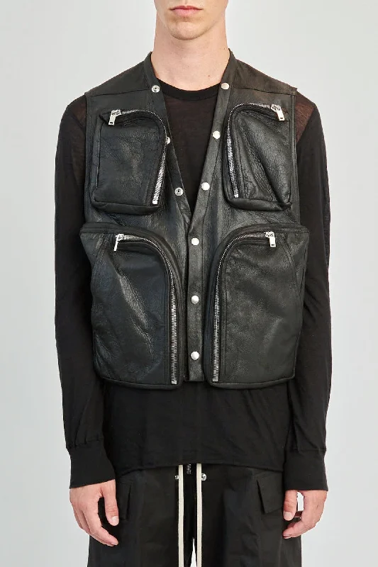 High Waisted Jeans for Shape -Rick Owens Cargo Vest in Black