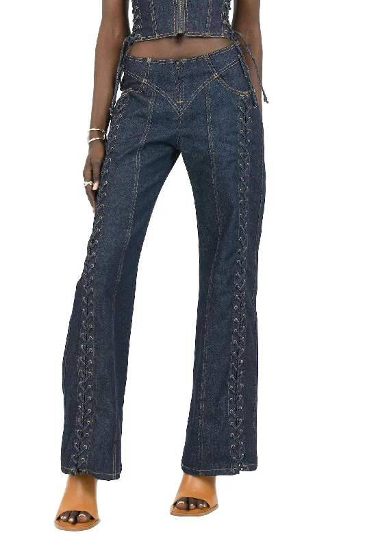 Ripped Jeans for Trendy Look -Jean Paul Gaultier Low Waist Large Denim Trouser in Indigo