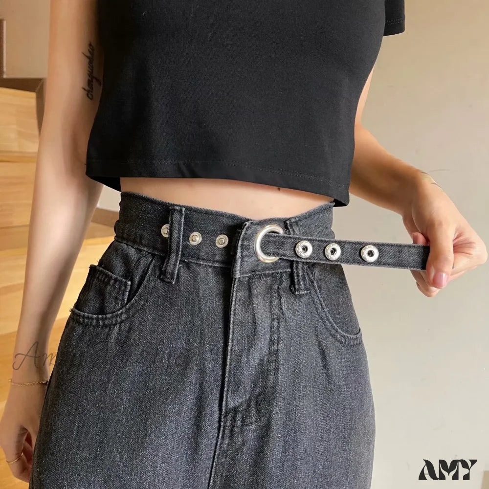 A-line Skirt Jeans for Grace -Amy Fashion - Fashion Straight Women Pant Woman High Waist Denim Pants Wide Leg Denim Clothing Blue Vintage Quality Jean