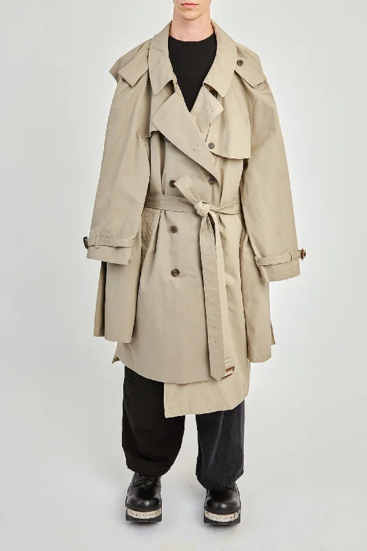 Gray Jeans for Neutral Tone -Balenciaga Double Sleeve Trench