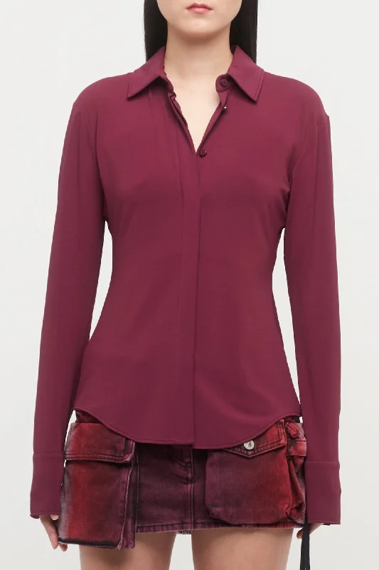 Party Jeans for Night Out -The Attico Elton Shirt in Dark Grape