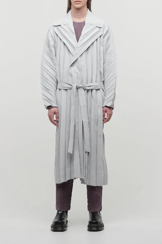 Boyfriend Jeans for Relaxed -Homme Plissé Issey Miyake Edge Coat Light in Light Grey