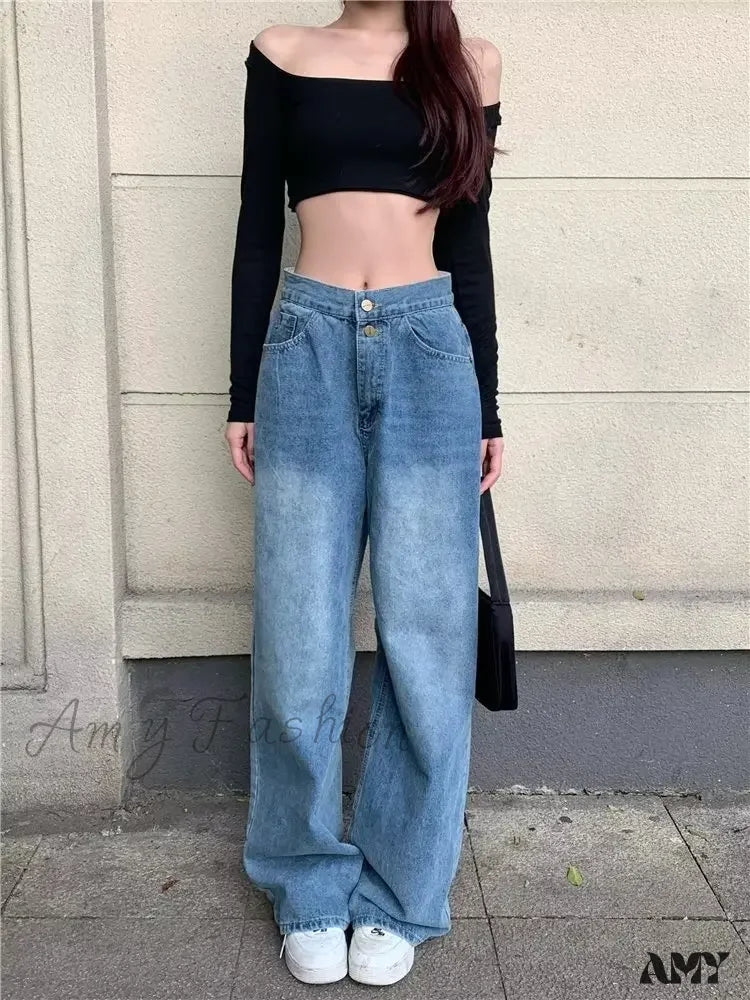 Designer Jeans for Luxury -Amy Fashion - Autumn New Products Aesthetic Clothing Vintage Harajuku Women Clothes For Teenagers Y2k Baggy Jean