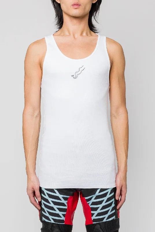 Skinny Jeans for Slim Fit -Lu'u Dan Unisex Logo Tank Top in White