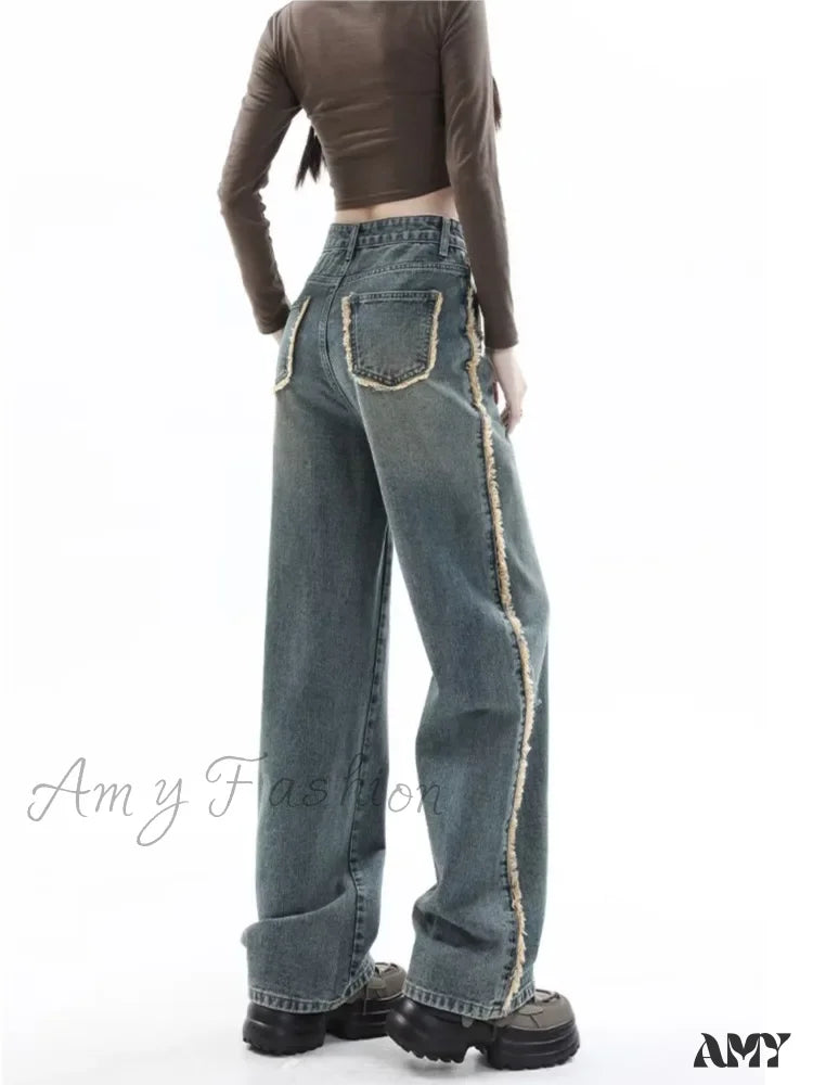 Branded Jeans for Quality -Amy Fashion - INS Natural Waist Lazy Temperament Fashion Versatile Popular Spring and Autumn Women's Jean