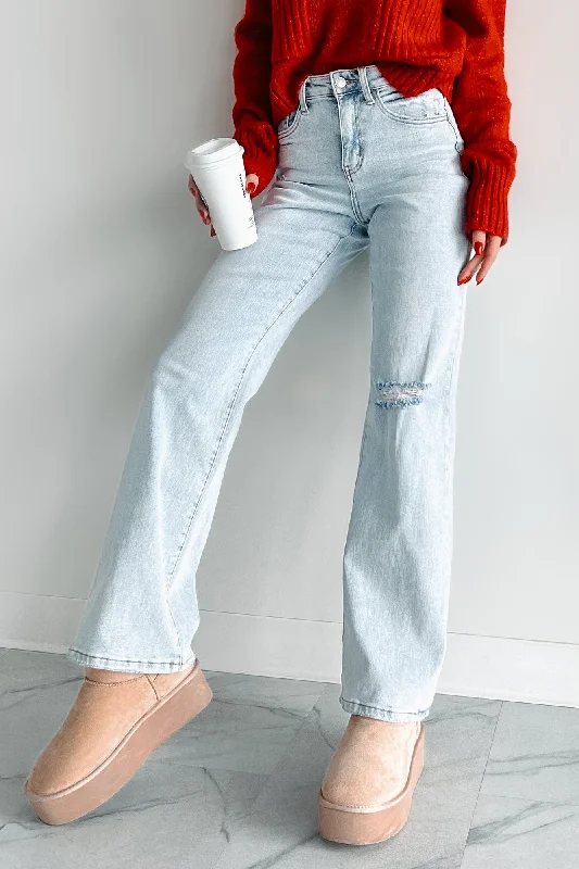 Stonewashed Jeans for Softness -DOORBUSTER Demi High Rise Flying Monkey 90's Vintage Flare Jeans (Light)