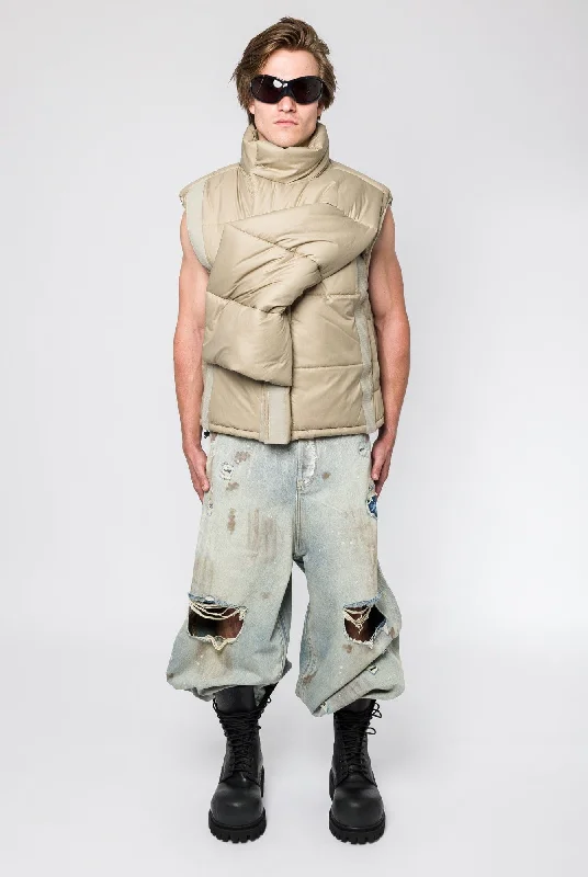 Raw Denim Jeans for Authentic -Y/Project Velcro Puffer Vest in Sand