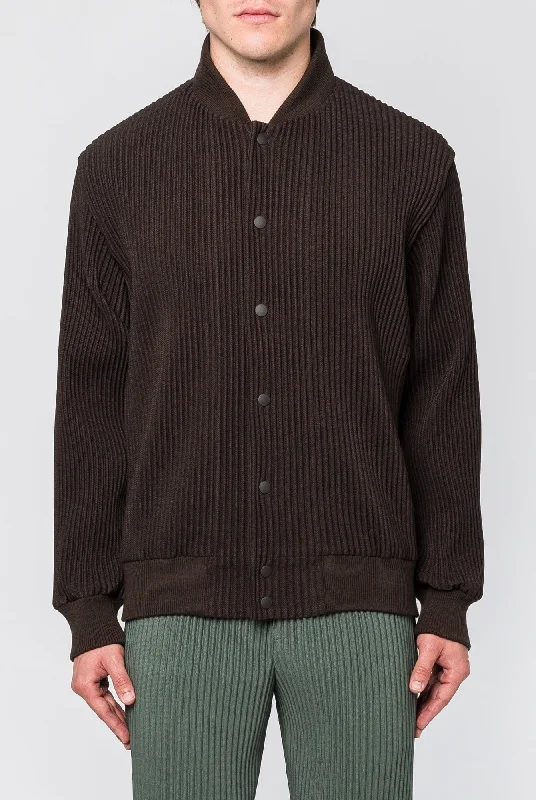 Gray Jeans for Neutral Tone -Homme Plissé Issey Miyake Kersey Pleats Bomber in Brown