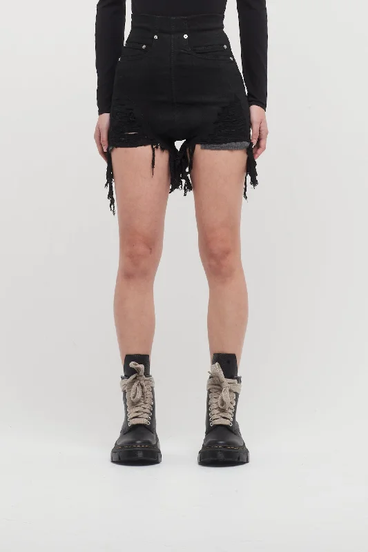 Wedding Jeans for Casual -Rick Owens DRKSHDW Dirt Cutoffs in Stretch Black Denim