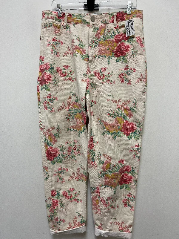 Casual twill pants for easygoing daily outfits -Pants Wide Leg By Bdg In Floral Print, Size: 14