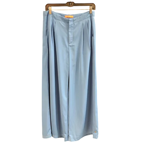 Pleated trousers pants for sophisticated gentleman charm -Pants Wide Leg By Lulumari In Blue, Size: L