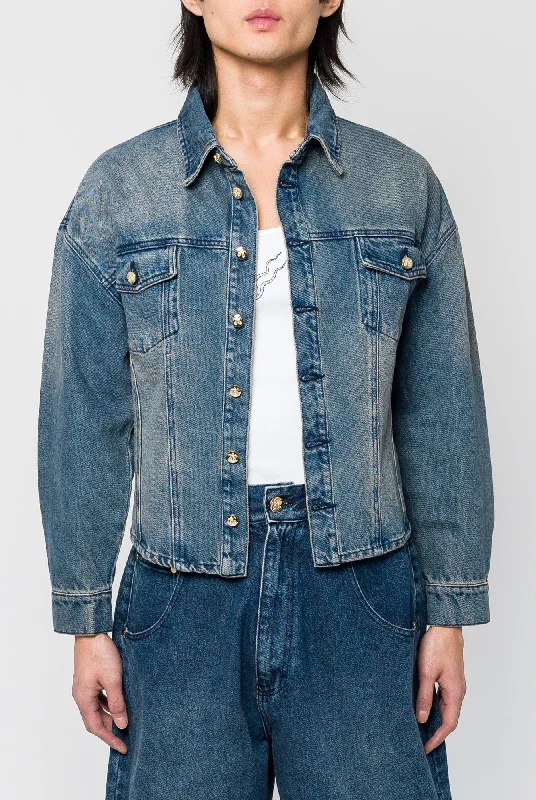 Back Pocket Jeans for Design -Willy Chavarria Shrunken Denim Jacket