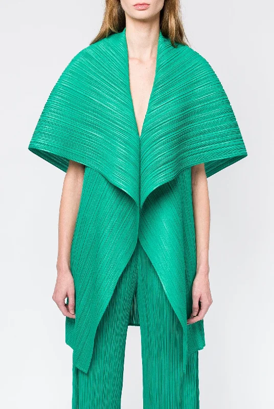 Button Fly Jeans for Traditional -Pleats Please Issey Miyake MC November 2024 Vest in Bright Green