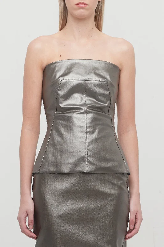 Camping Jeans for Wilderness -Rick Owens Bustier Top in Gunmetal