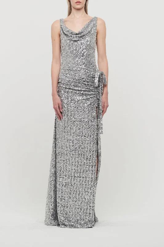 Four Pocket Jeans for Simplicity -Rabanne Sequin Dress in Silver