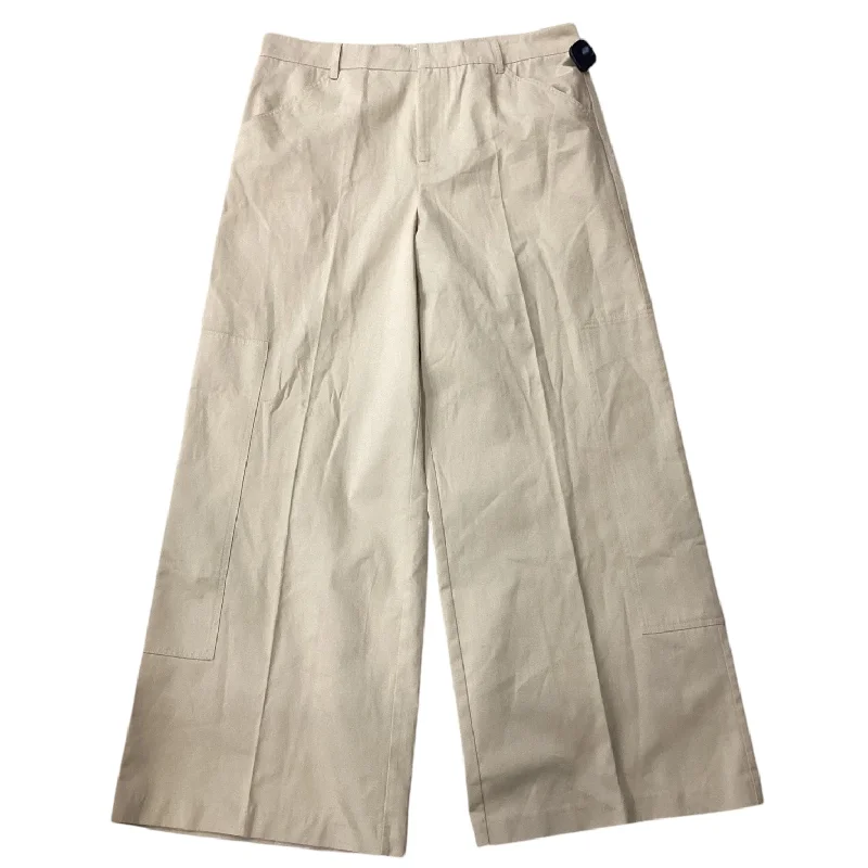 Flowy wide pants for artistic bohemian vibes -Pants Chinos & Khakis By Zara In Tan, Size: 14