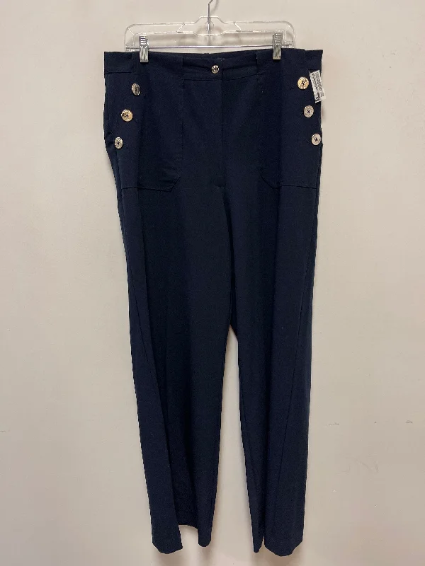 Soft velvet pants for cozy holiday outfits -Pants Wide Leg By Tommy Hilfiger In Navy, Size: 16