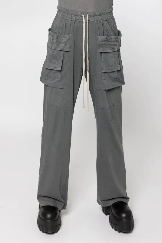 Four Pocket Jeans for Simplicity -Rick Owens DRKSHDW Creatch Wide Cargo Drawstring in Stone