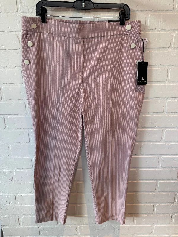 Relaxed fit pants for laid-back comfort wear -Pants Dress By Jules & Leopold In Pink & White, Size: 14