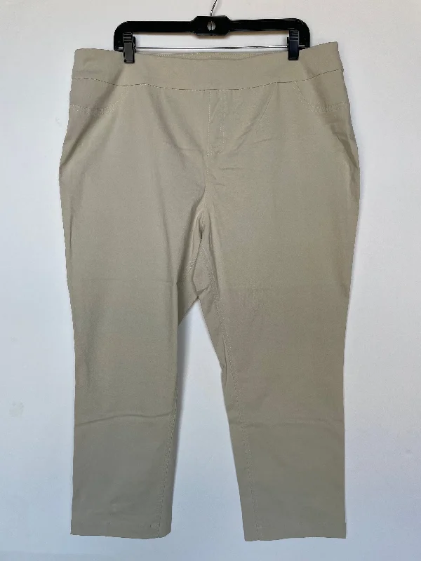 Rugged work pants for construction job durability -Pants Cropped By Soft Surroundings In Tan, Size: 20