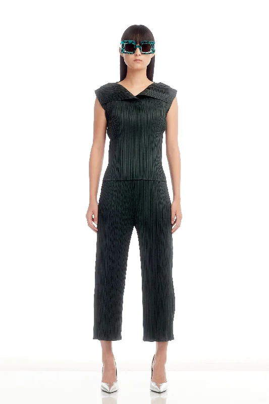 Fashion Jeans for Trendsetter -Pleats Please Issey Miyake MC July Top in Dark Green