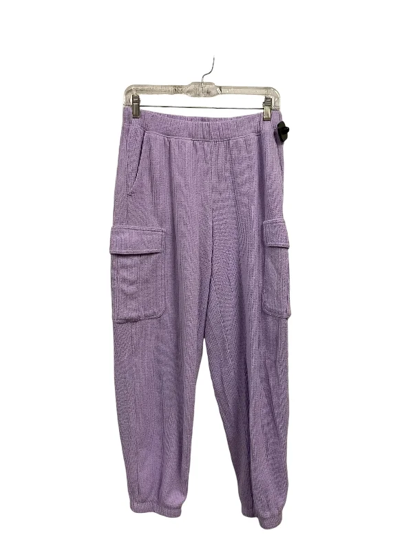 Elegant satin pants for formal dinner attire -Pants Joggers By Aerie In Purple, Size: S