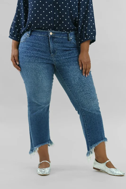 Skinny Jeans for Slim Fit -HANNAH CROP FLARE WITH CURVED FRAY HEM